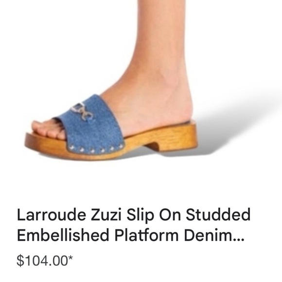 Larroude Zuzi Denim Studded Horebit Women's Slide Sandals - Picture 2 of 8